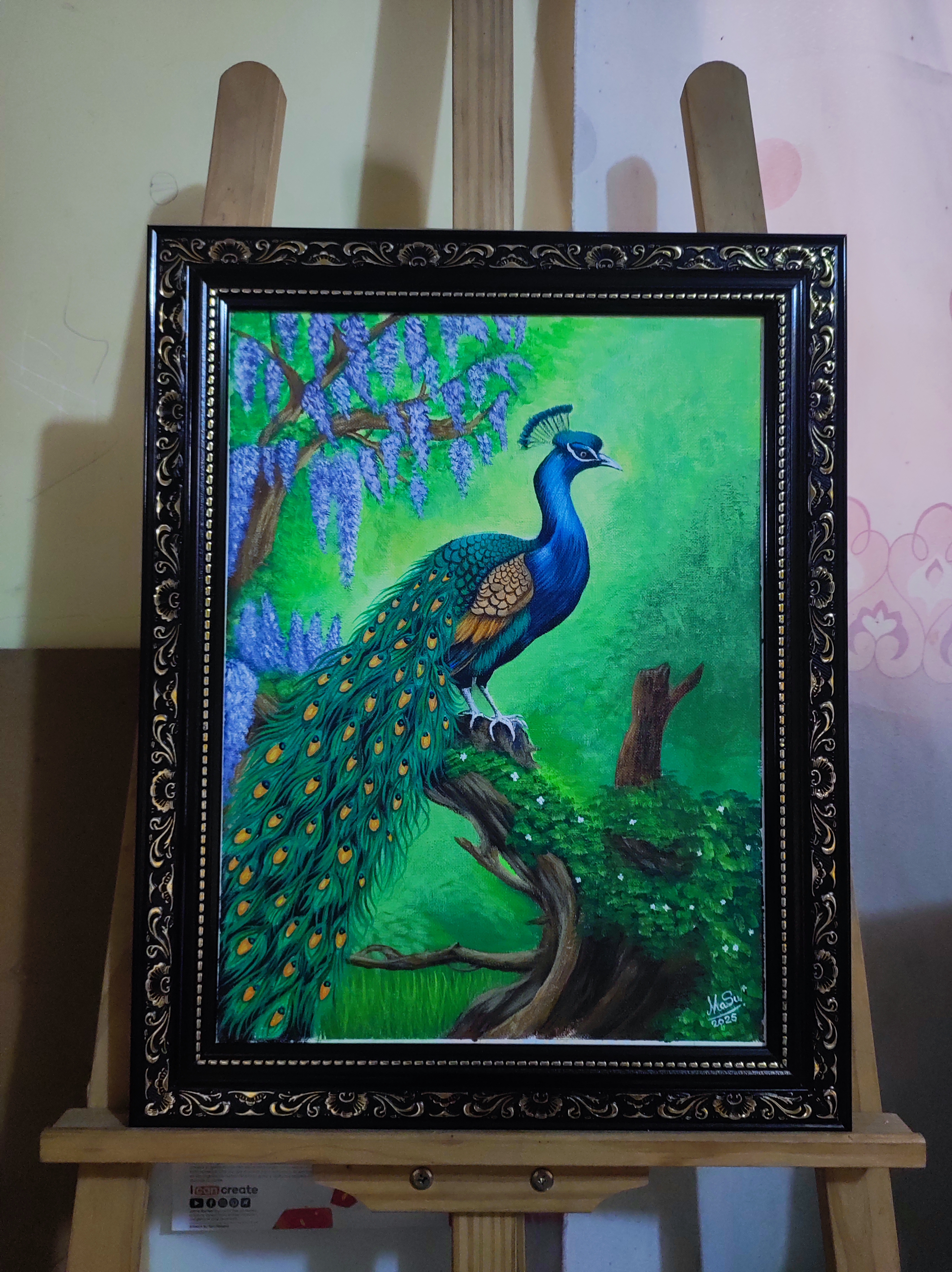 Peacock Among Wisteria